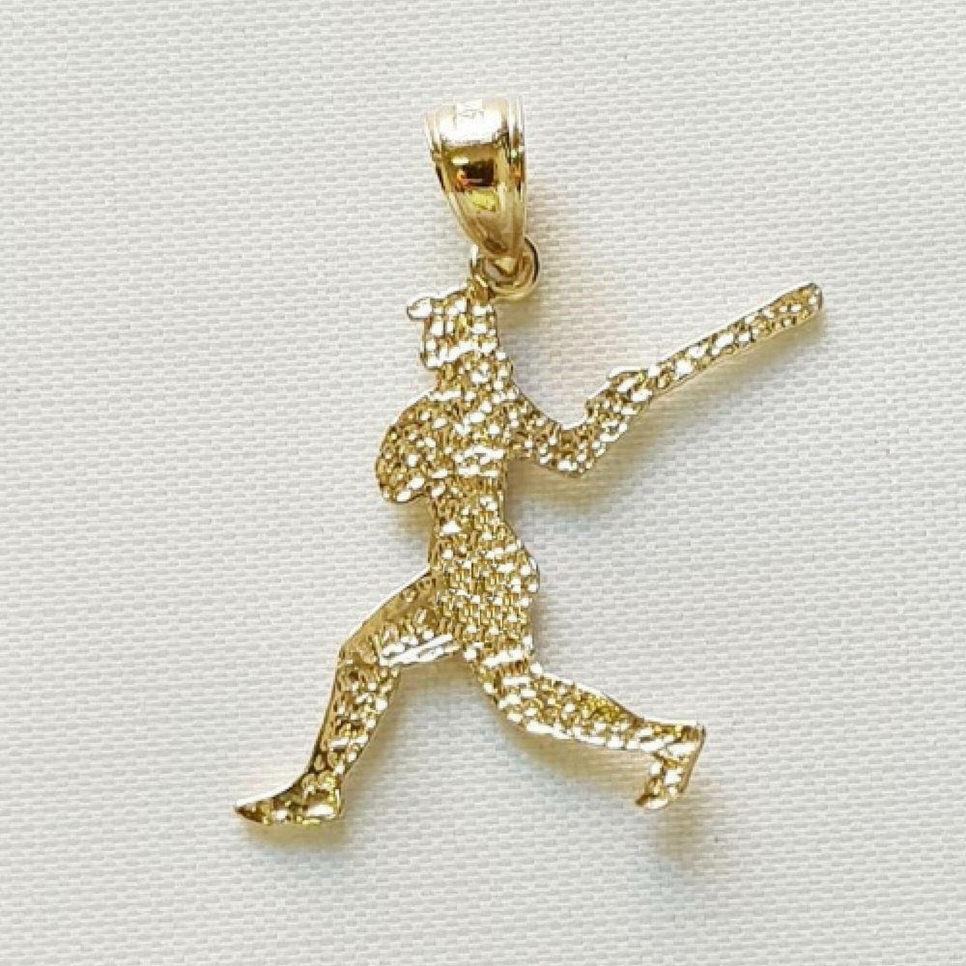 14K Yellow Gold Baseball Player Pendant