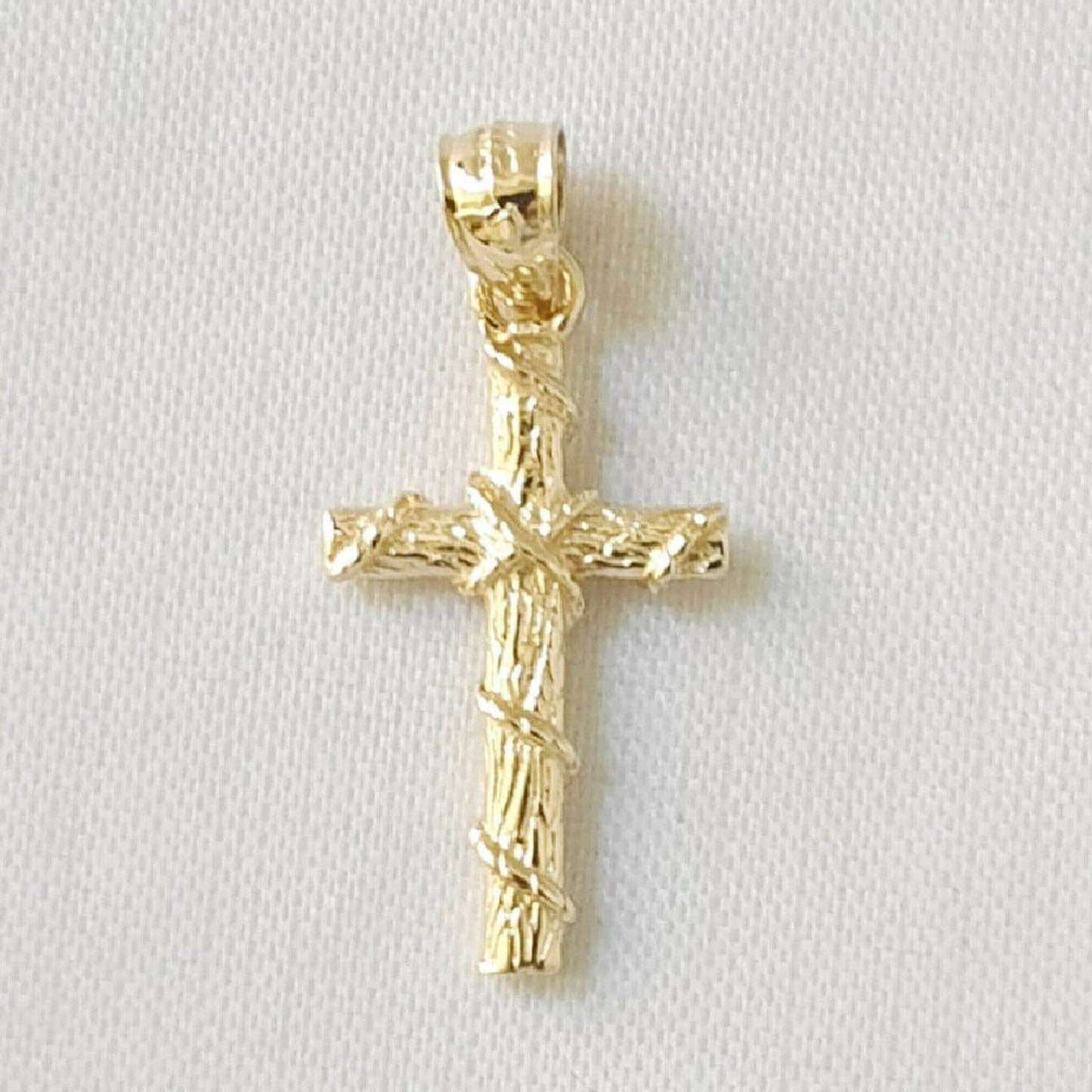 14K Yellow Gold Cross 3D Solid Pendant