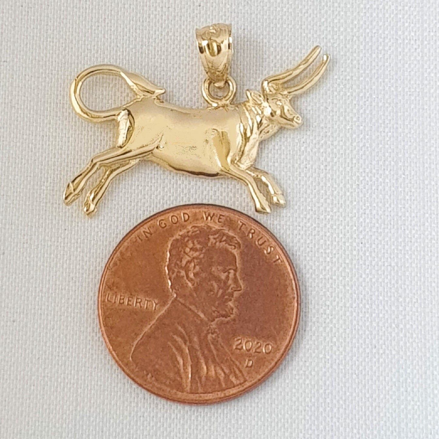 14K Yellow Gold BULL Pendant