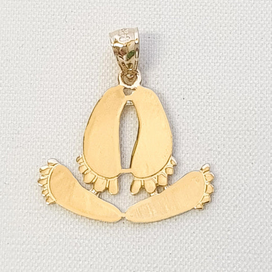 14K Yellow Gold Footprints Pendant