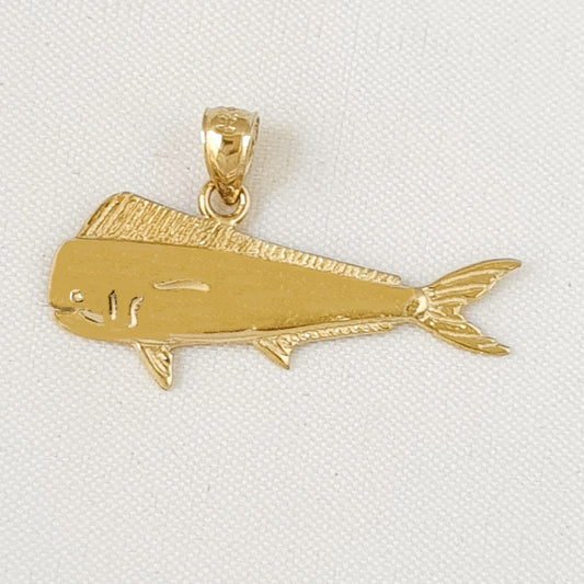 14K Yellow Gold Mahi Mahi Fish Pendant