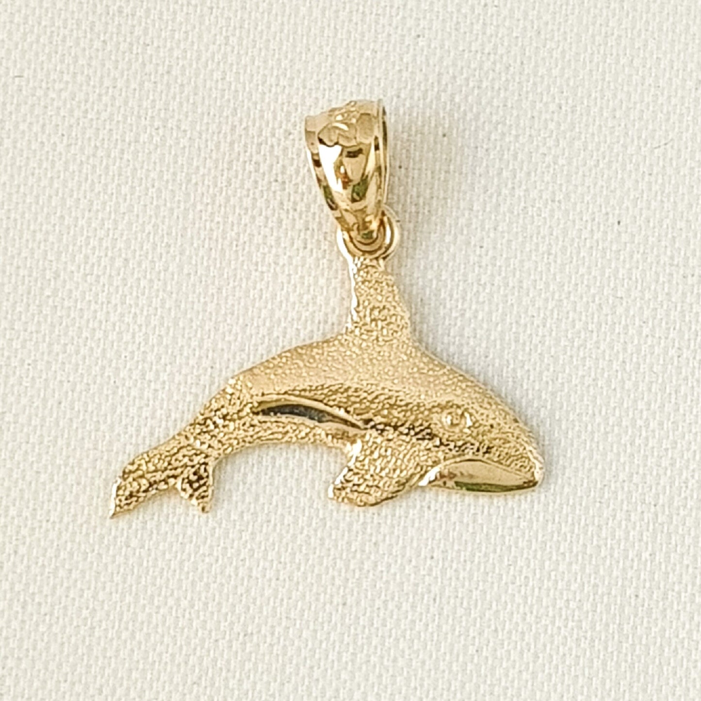 14K Yellow Gold Whale Fish Pendant