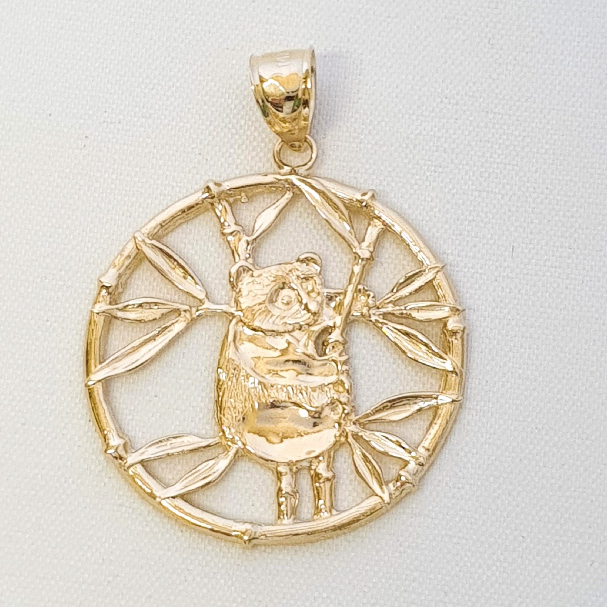 14K Yellow Gold Panda Bear Large Pendant