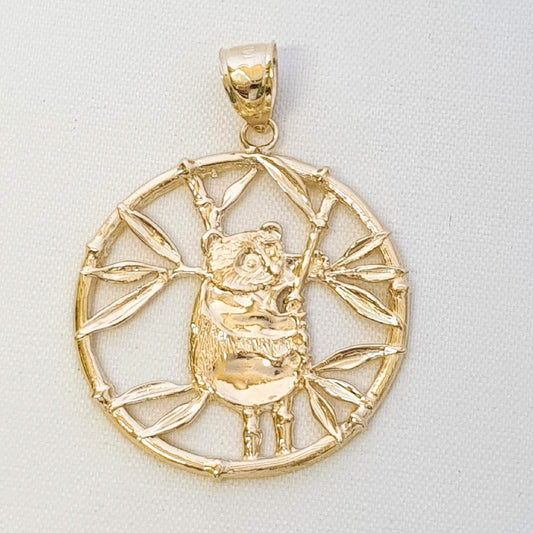 14K Yellow Gold Panda Bear Large Pendant