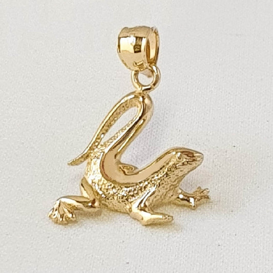 14K Yellow Gold Iguana Lizard Pendant