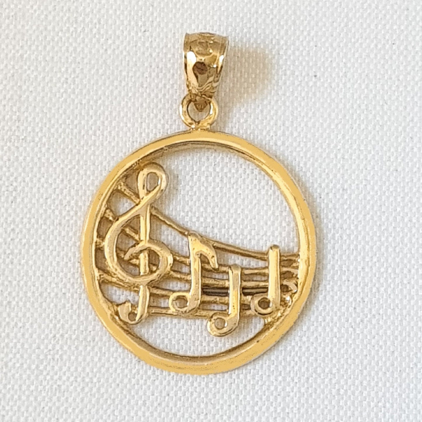 14K Yellow Gold Musical Notes Pendant