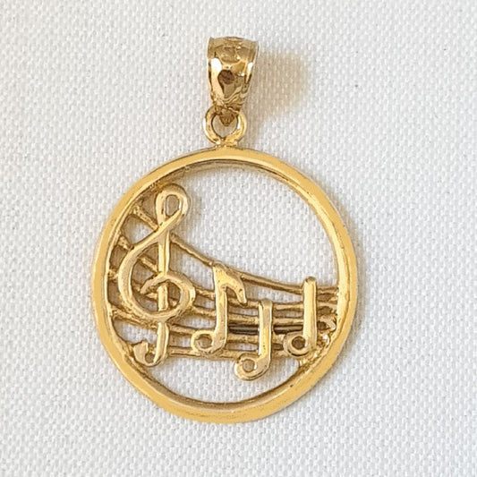 14K Yellow Gold Musical Notes Pendant