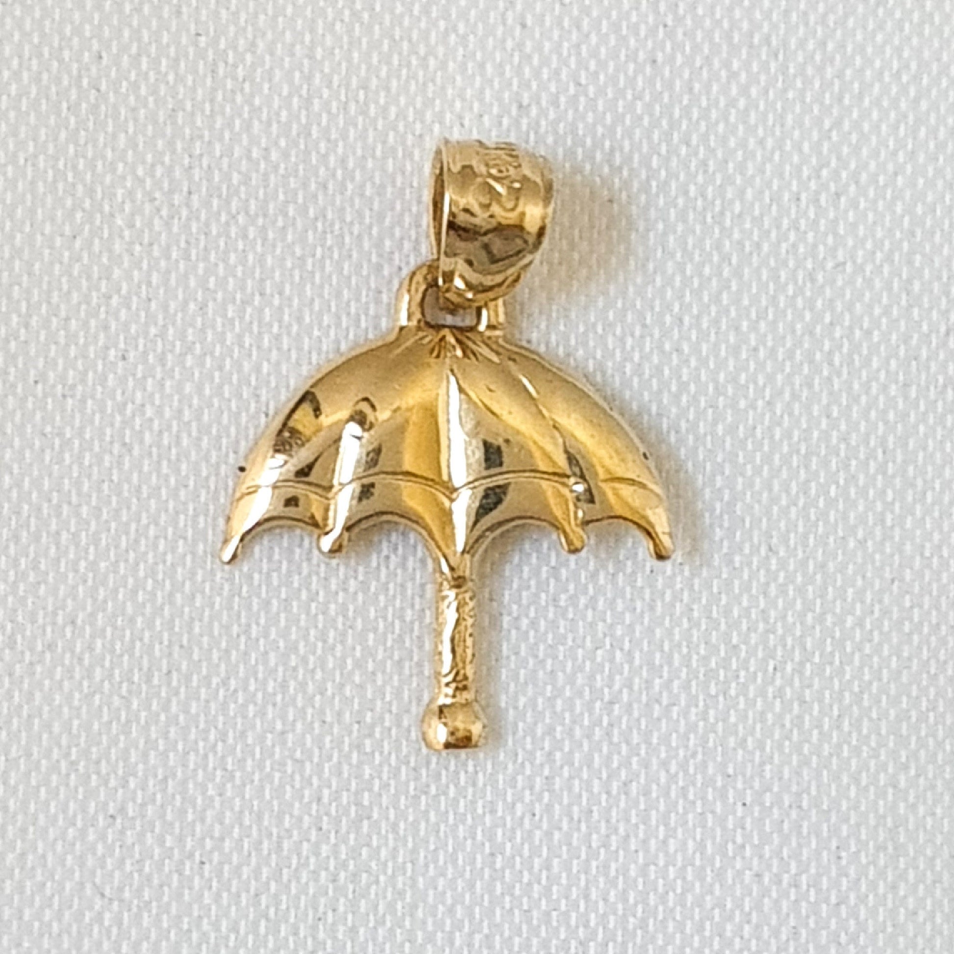 14k Yellow Gold Umbrella Pendant / Charm, Made in USA