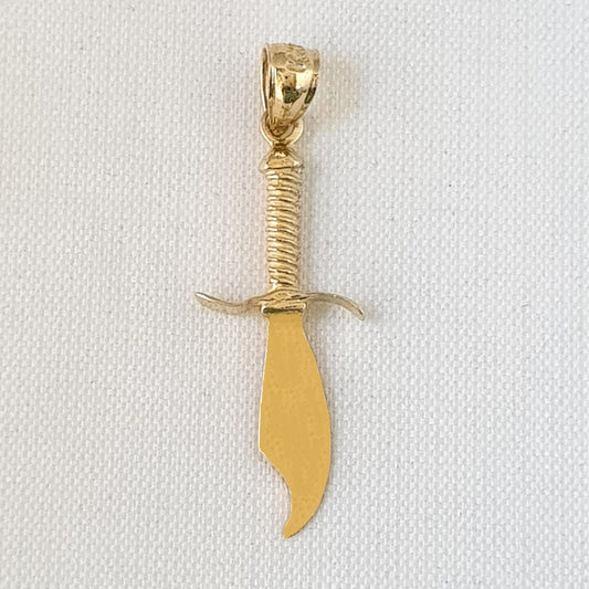 14K Yellow Gold Sword 3D (3 Dimensional) Pendant