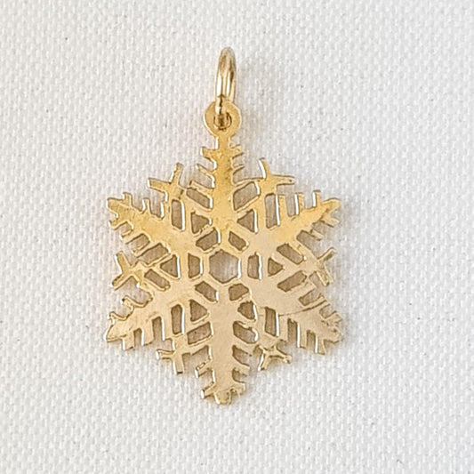 14K Yellow Gold Snowflake Pendant Charm