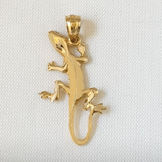 14K Yellow Gold Lizard Pendant
