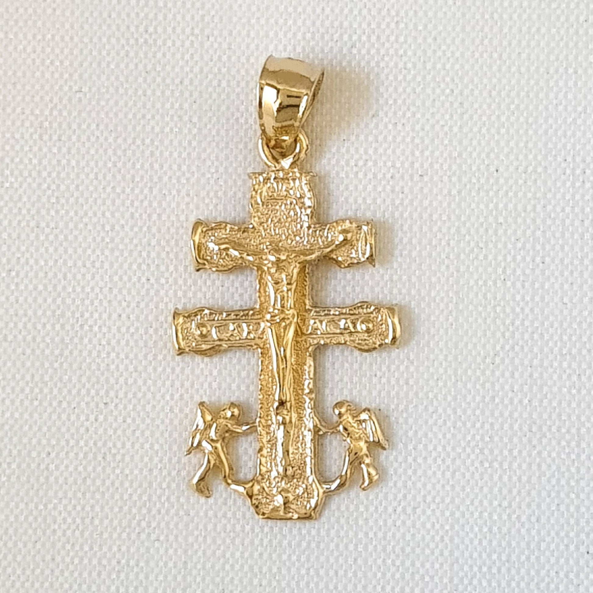 14K Yellow Gold Caravaca Cross Pendant