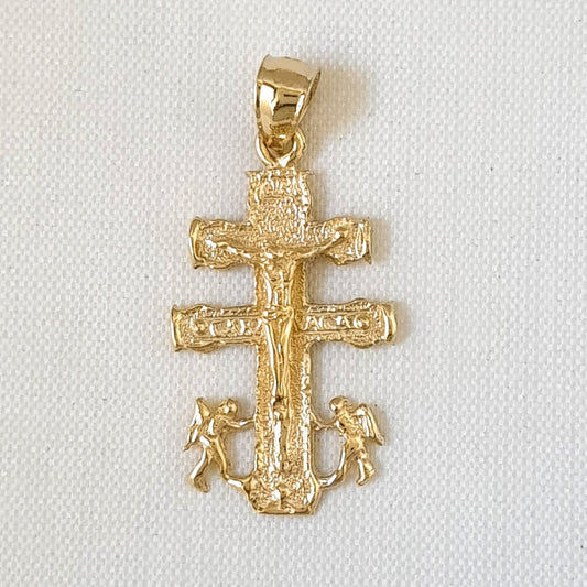 14K Yellow Gold Caravaca Cross Pendant