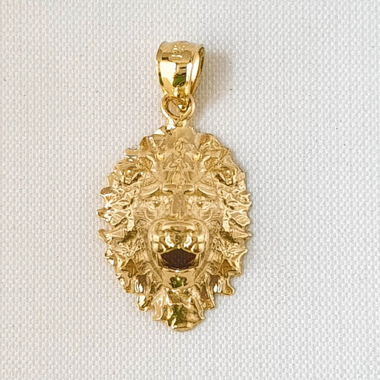 14K Yellow Gold Lion Head Pendant