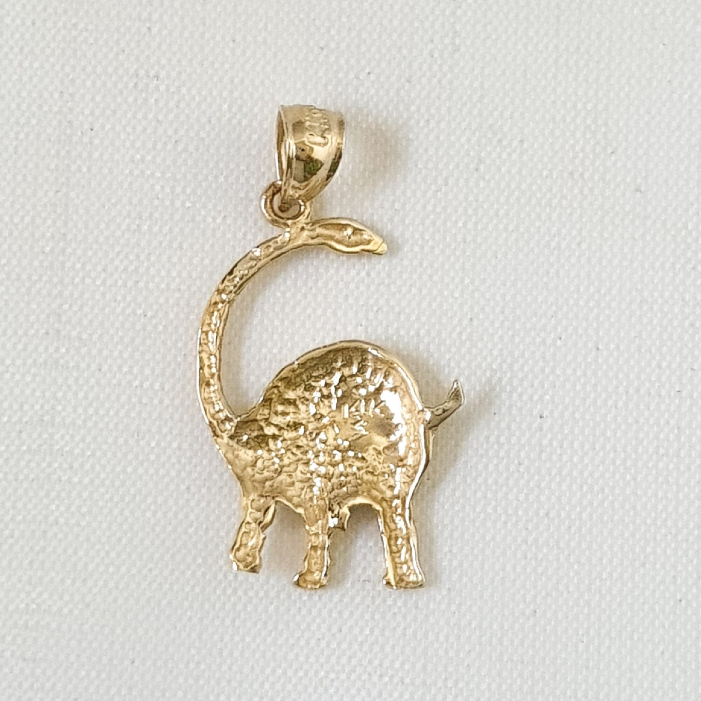 14K Yellow Gold Brontosaurus Dinosaur Pendant
