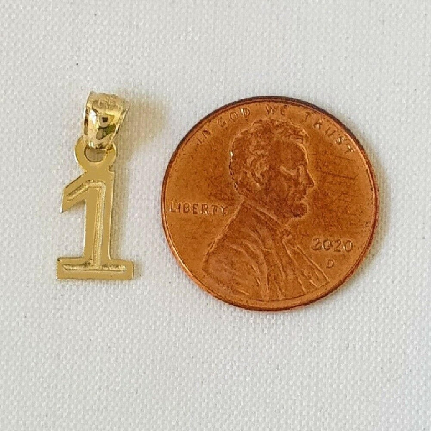 Small 0 to 50 Any One 14K Yellow Gold Number Pendant
