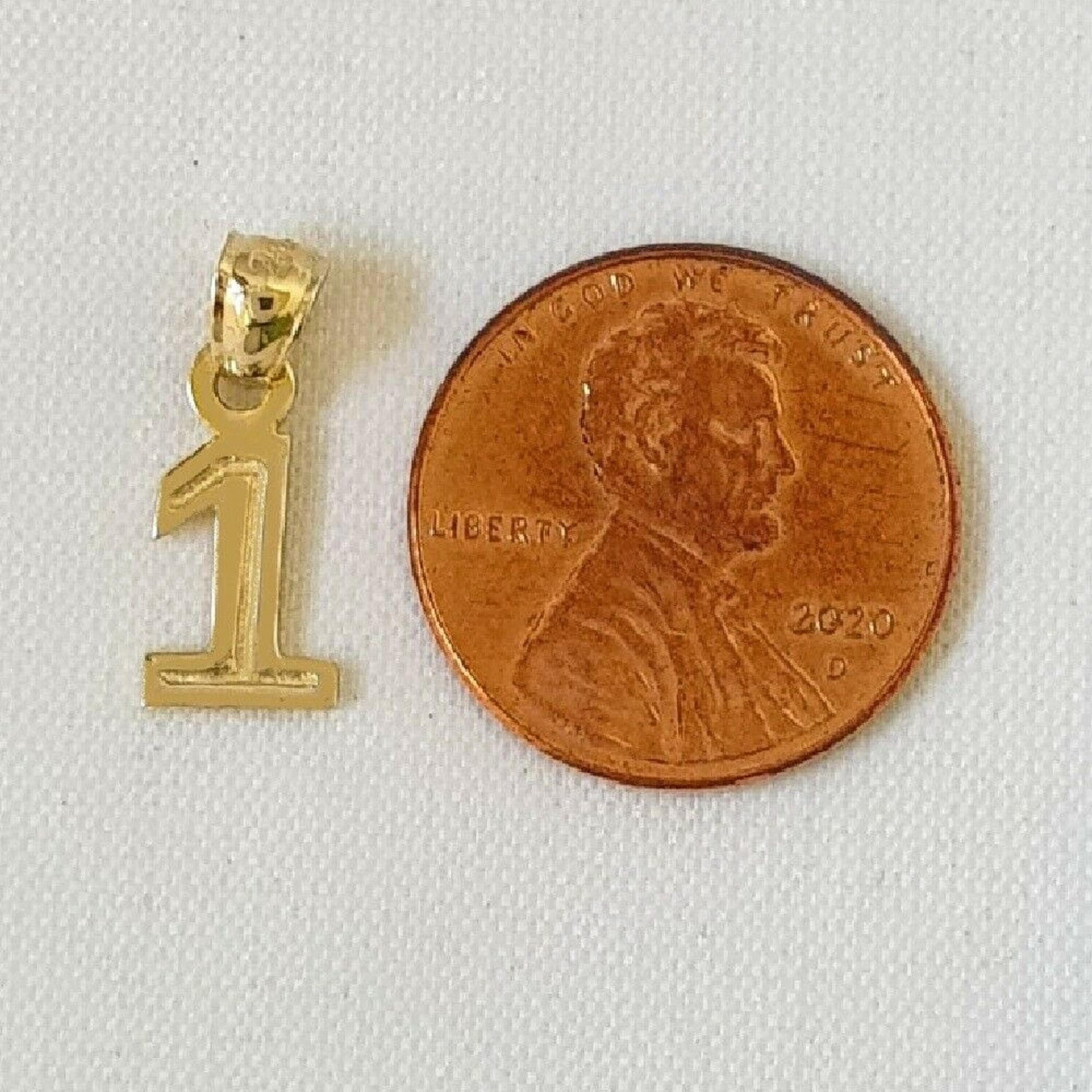 Small 0 to 50 Any One 14K Yellow Gold Number Pendant