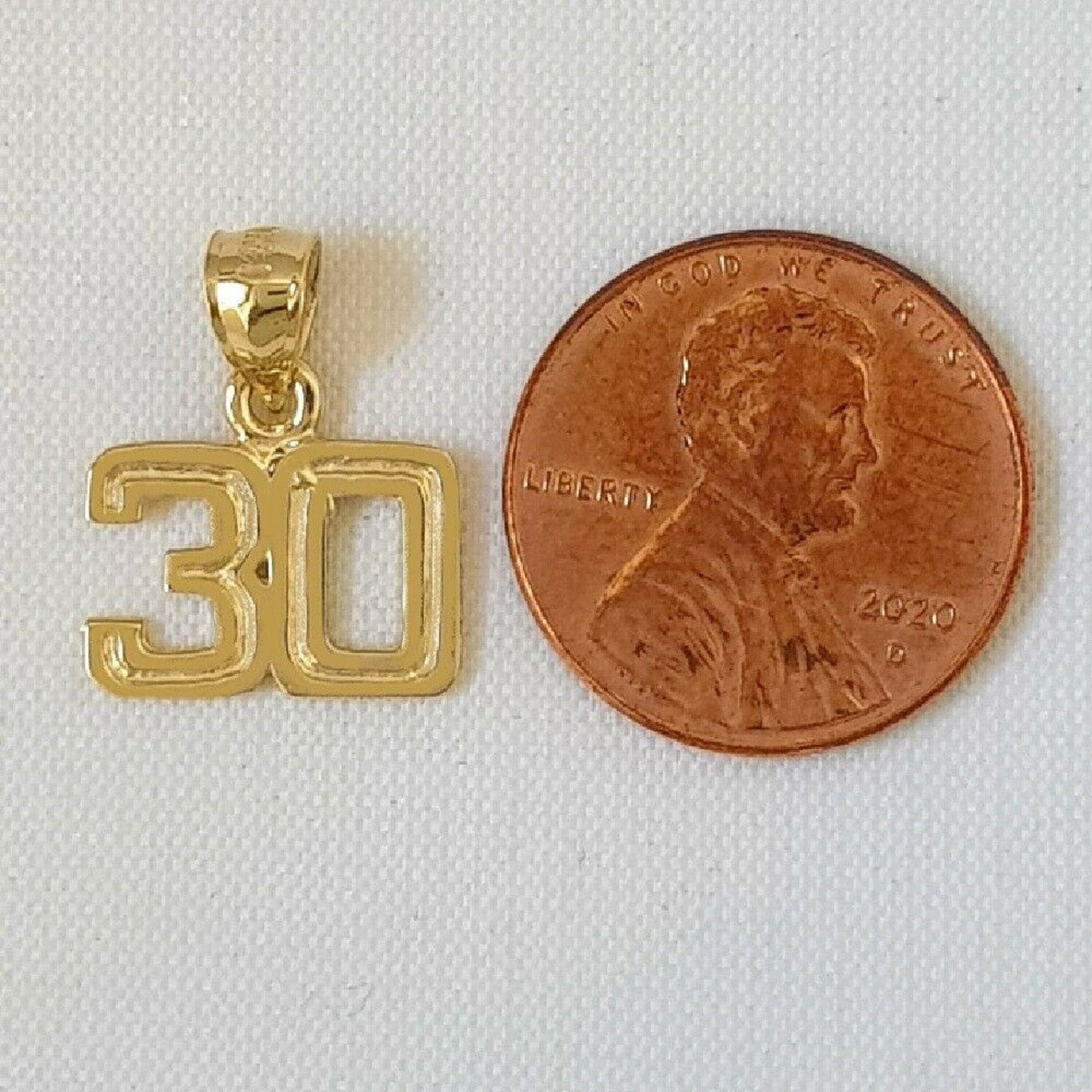 Small 0 to 50 Any One 14K Yellow Gold Number Pendant