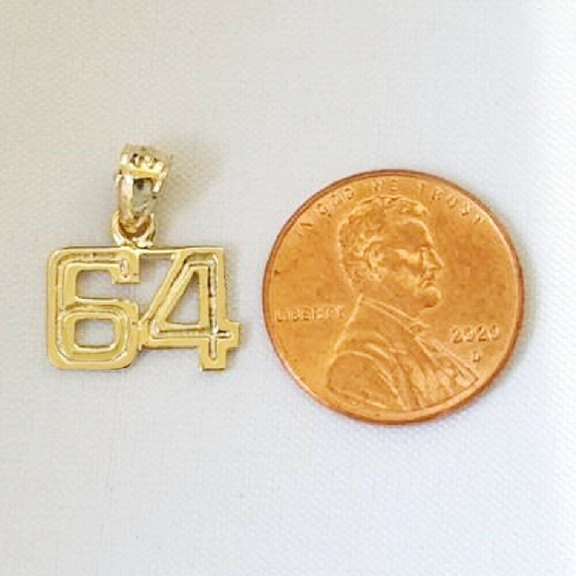 Small 51 to 100 Any One 14K Yellow Gold Number Pendant