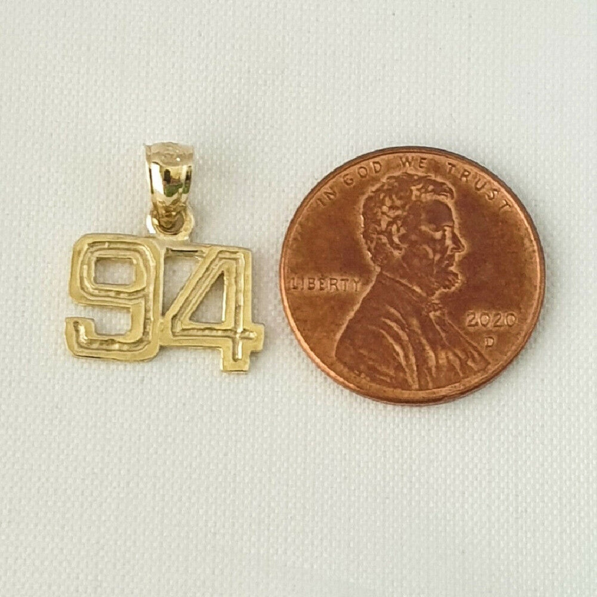 Small 51 to 100 Any One 14K Yellow Gold Number Pendant