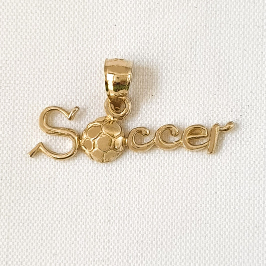 14K Yellow Gold Soccer Pendant Charm