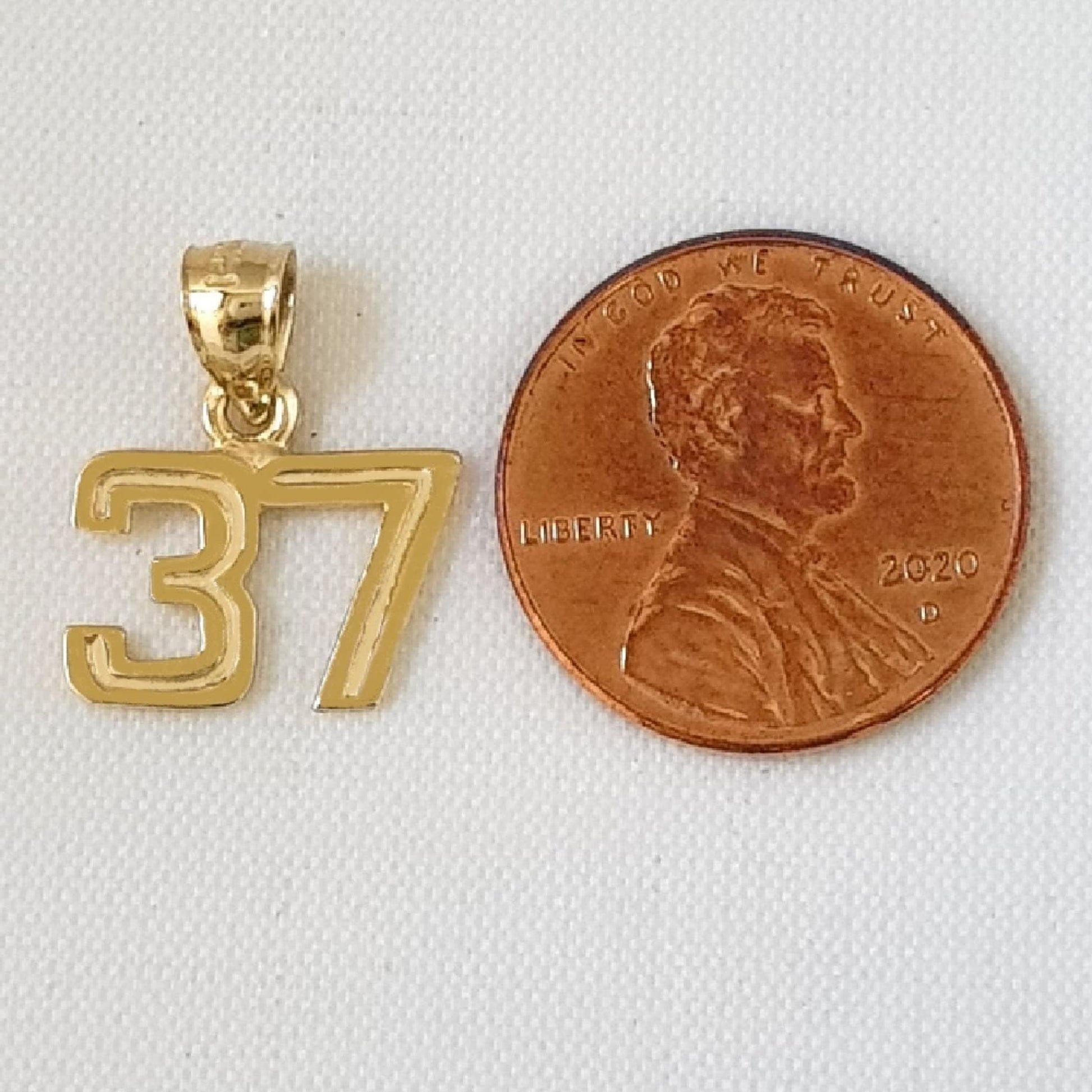 Small 0 to 50 Any One 14K Yellow Gold Number Pendant