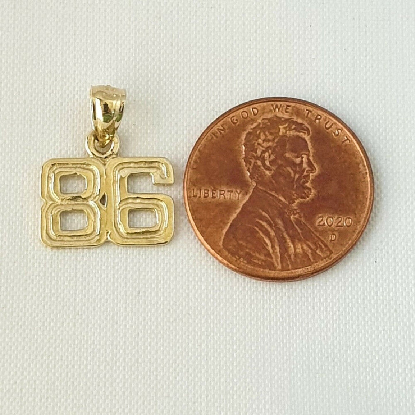 Small 51 to 100 Any One 14K Yellow Gold Number Pendant