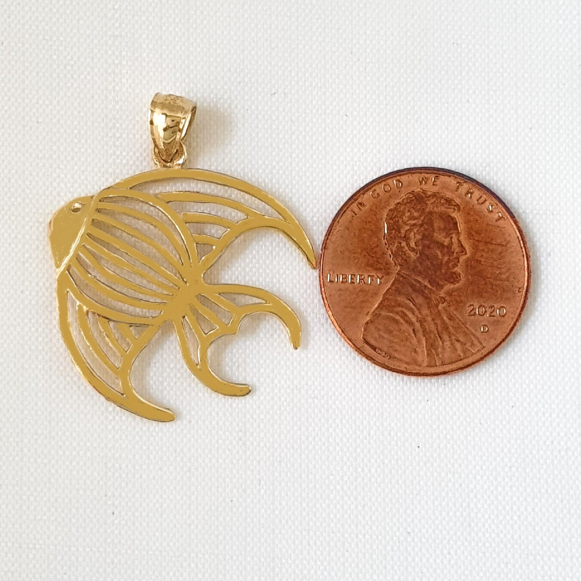 14K Yellow Gold Angelfish Pendant