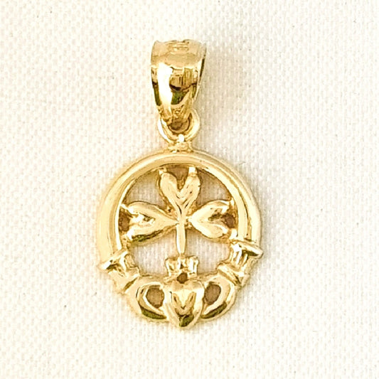 14k Yellow Gold Irish Claddagh Pendant