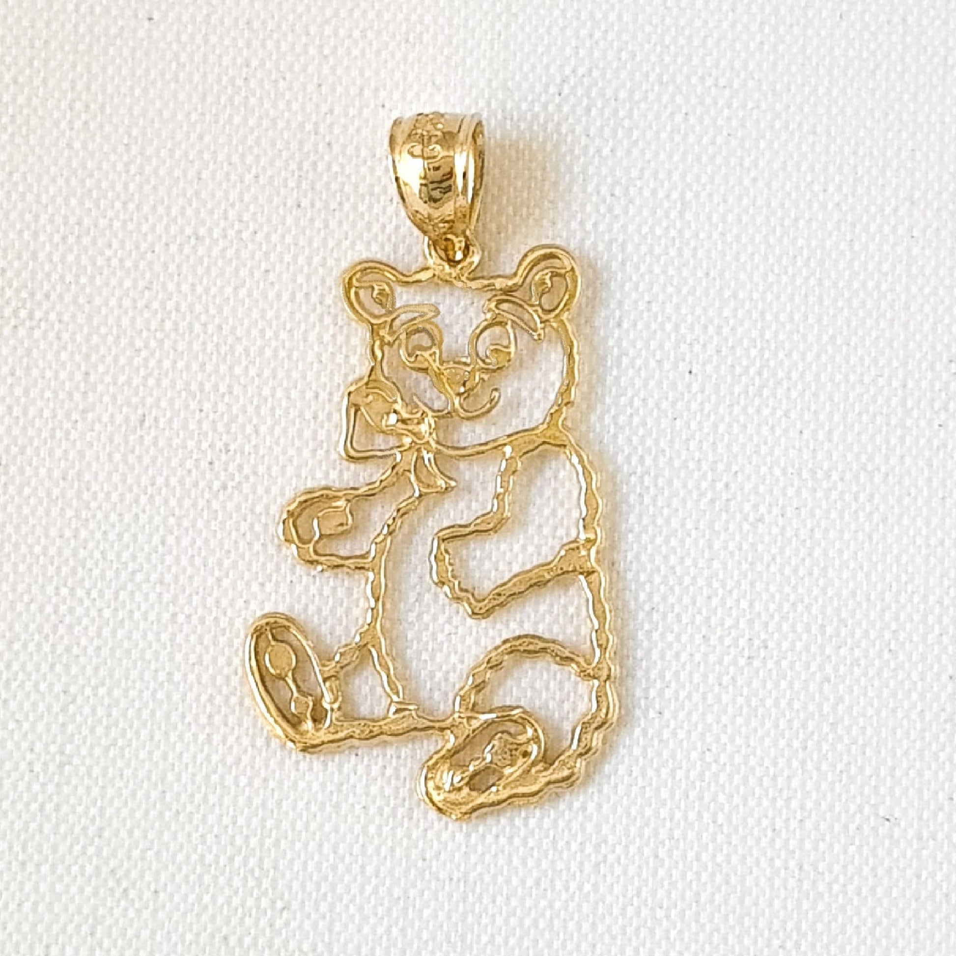 14K Yellow Gold Teddy Bear Pendant