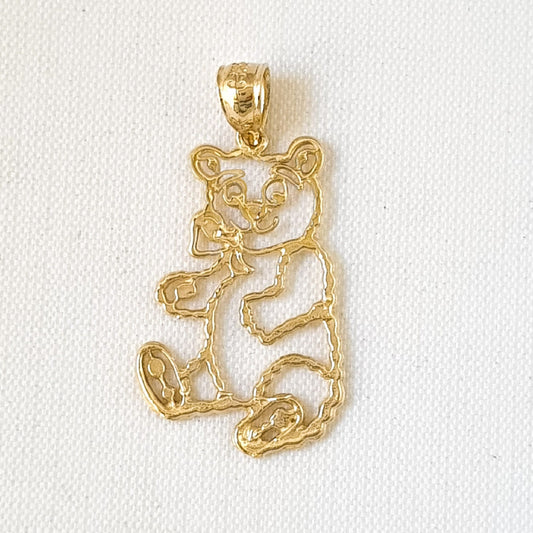 14K Yellow Gold Teddy Bear Pendant