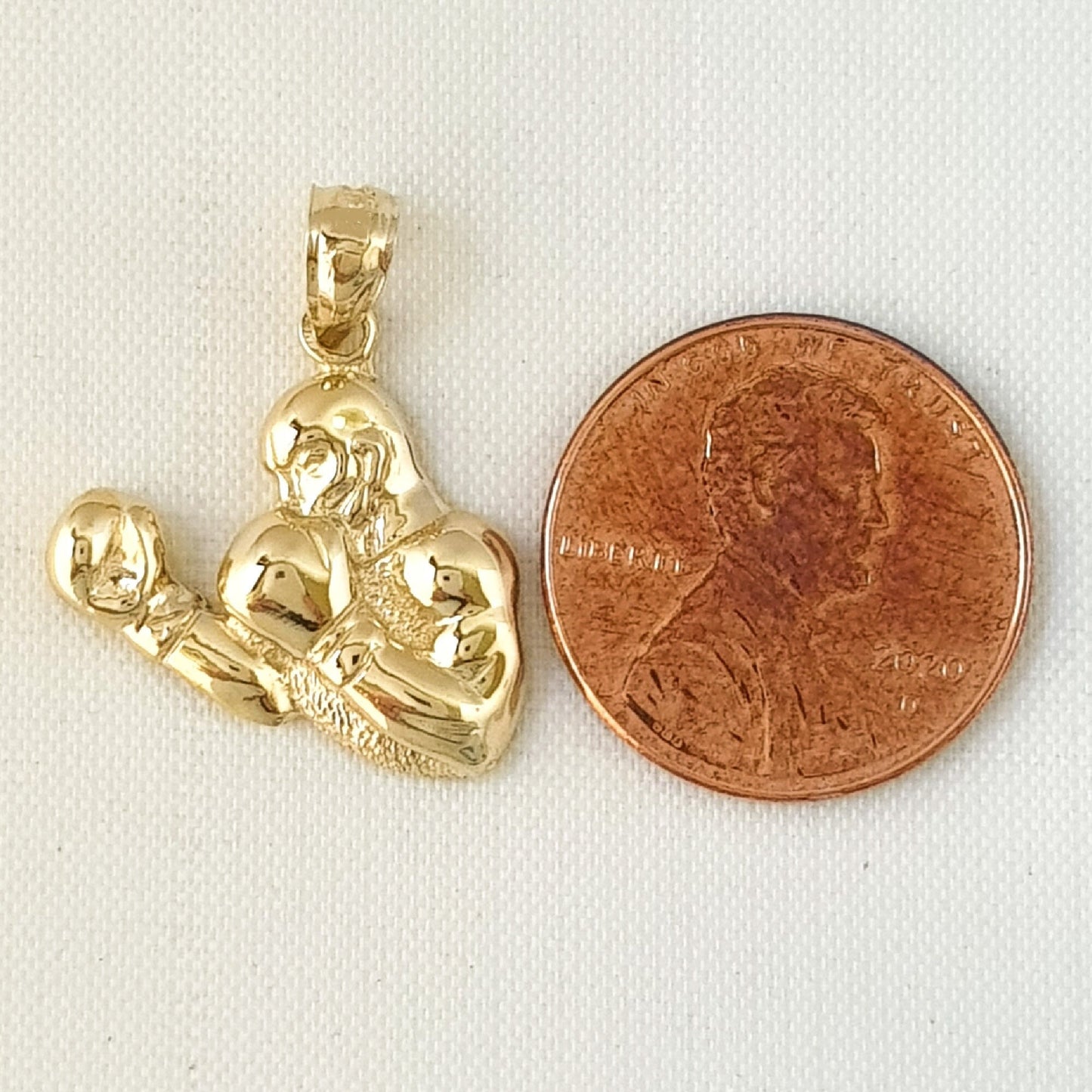 14K Yellow Gold Boxing Boxer Pendant