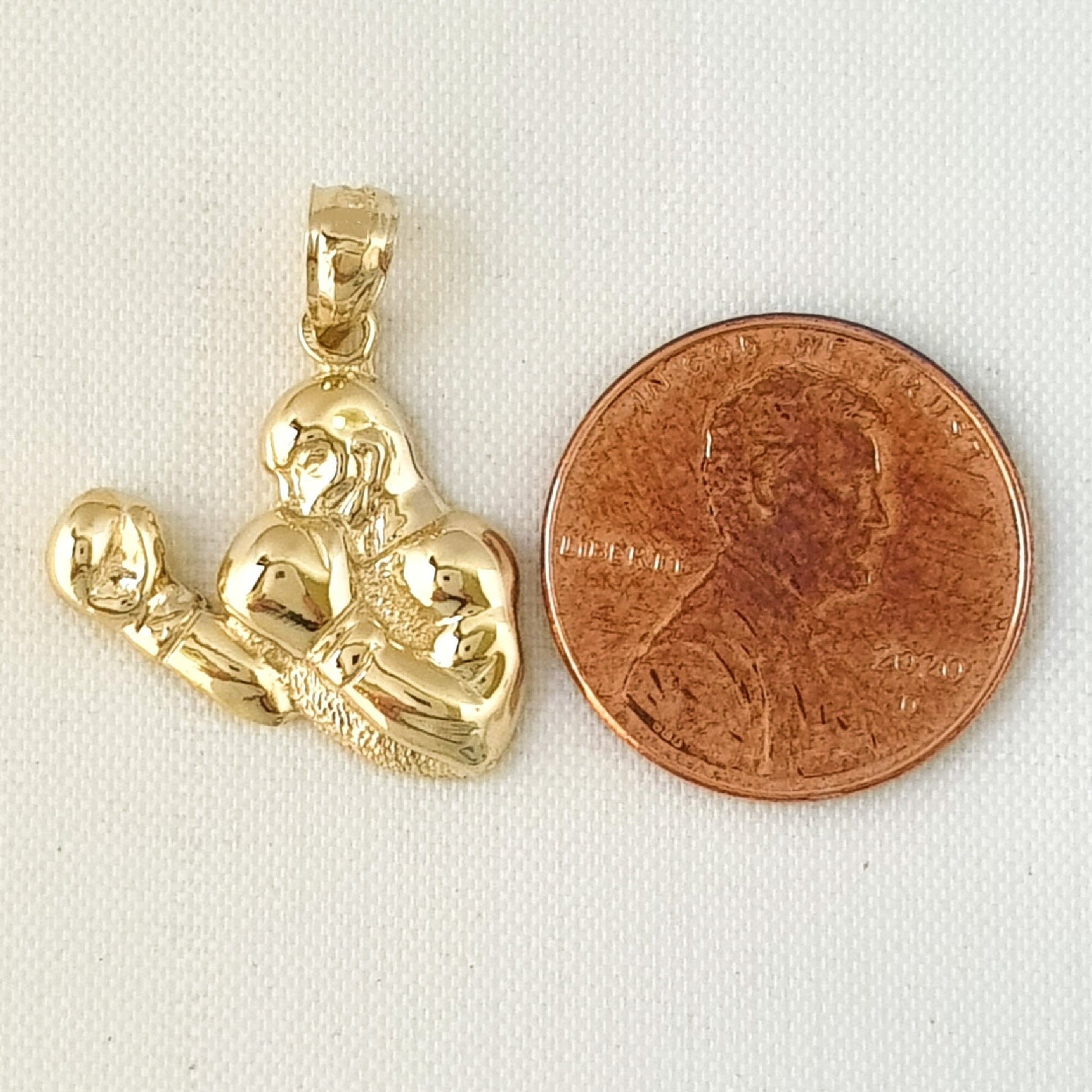 14K Yellow Gold Boxing Boxer Pendant