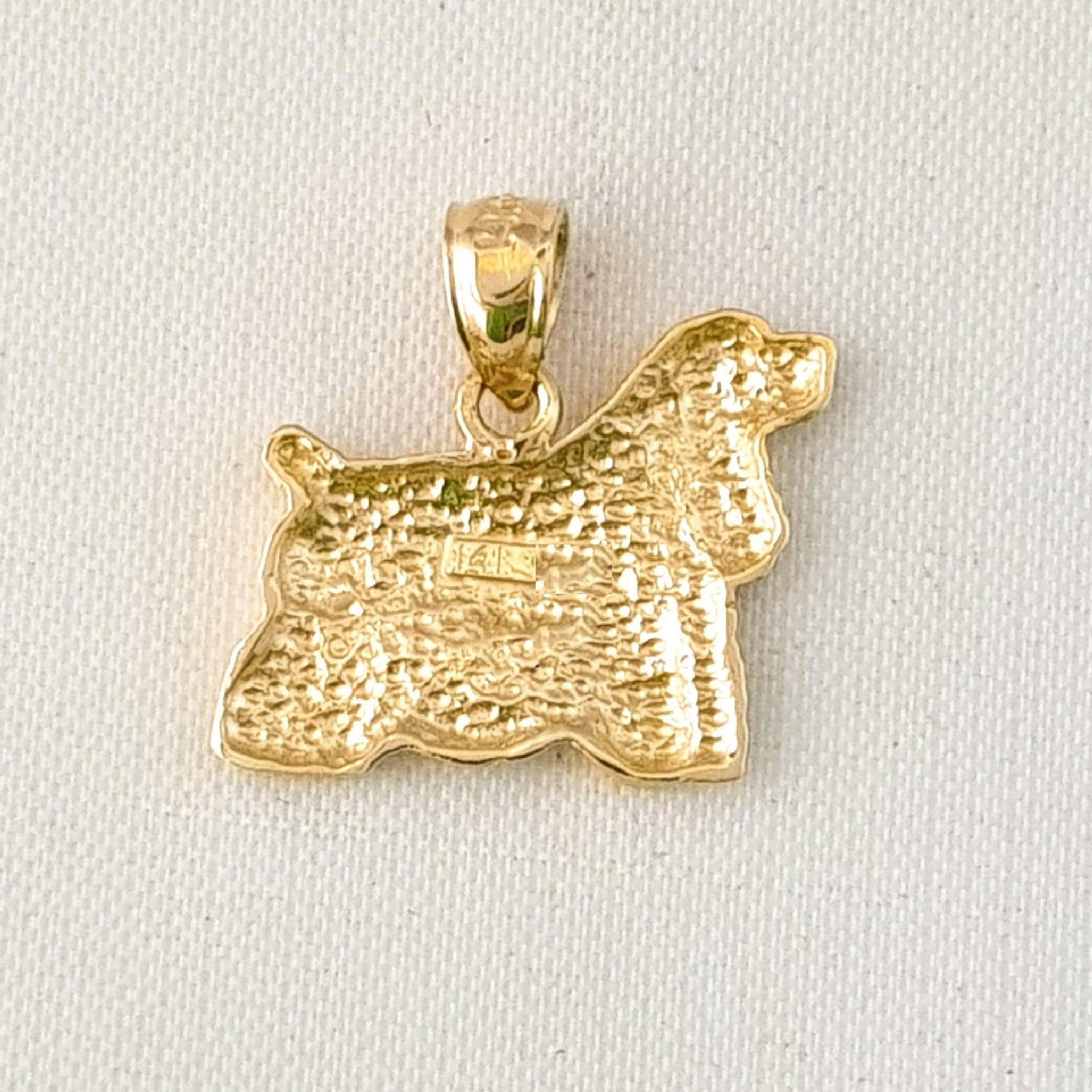 14K Yellow Gold Cocker Spaniel Dog Pendant