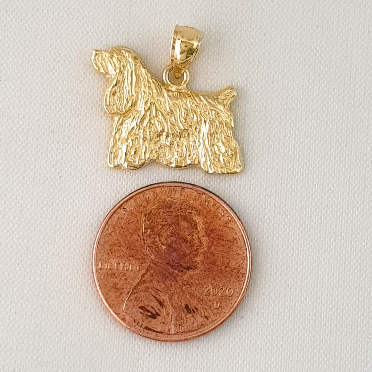 14K Yellow Gold Cocker Spaniel Dog Pendant