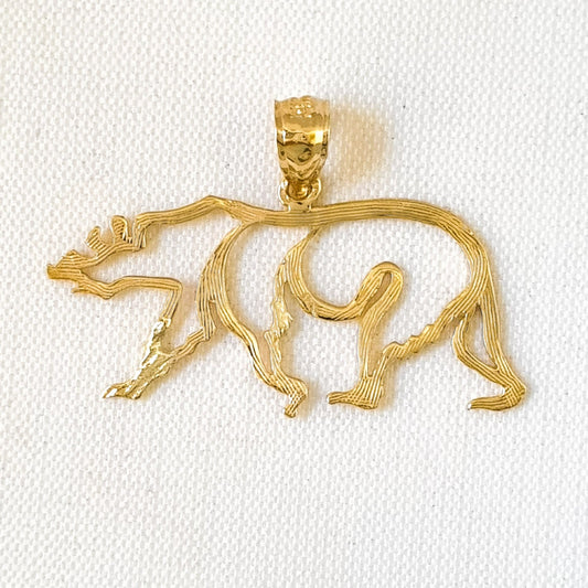 14K Yellow Gold BEAR Pendant