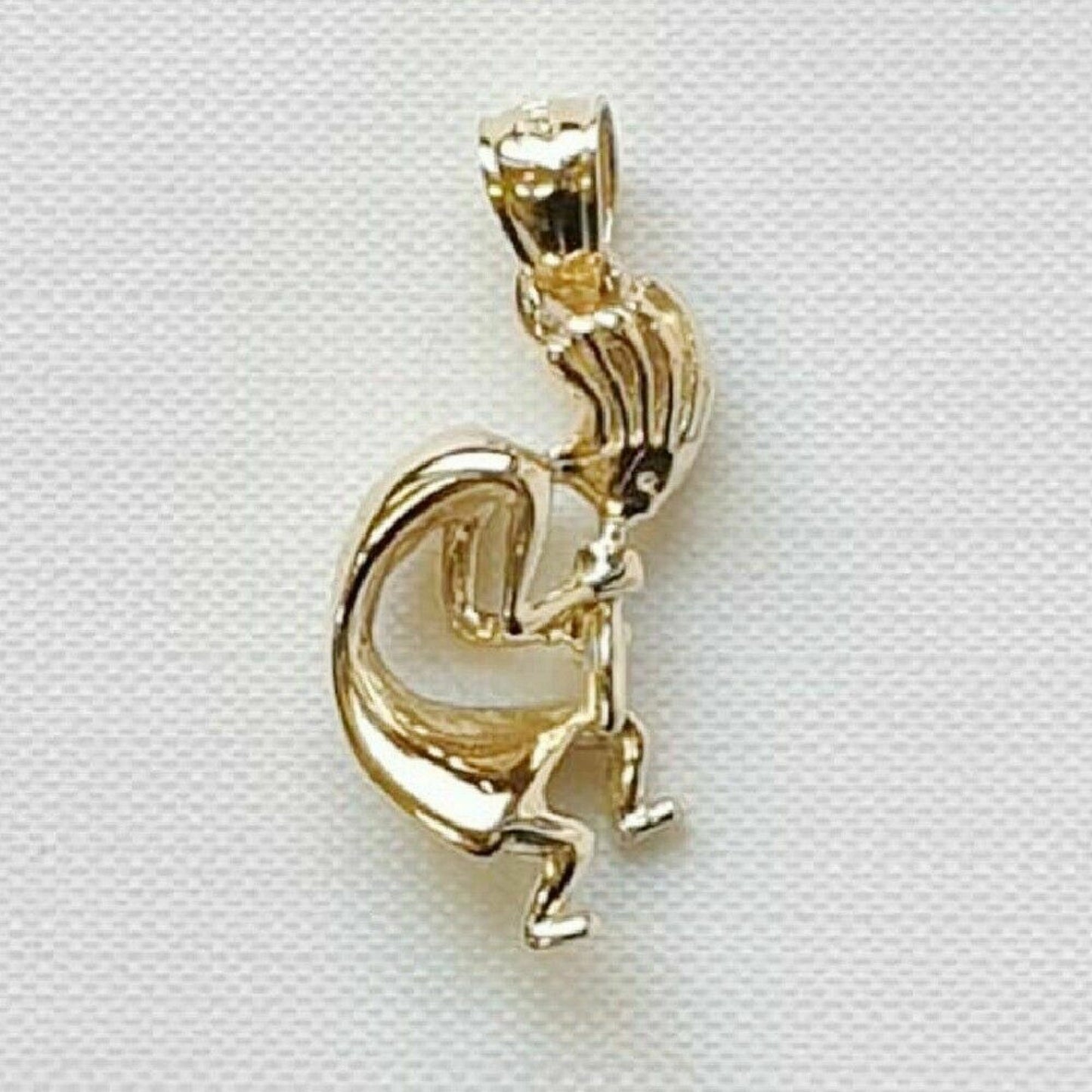 14K Yellow Gold Kokopelli 3D (3 Dimensional) Solid Pendant