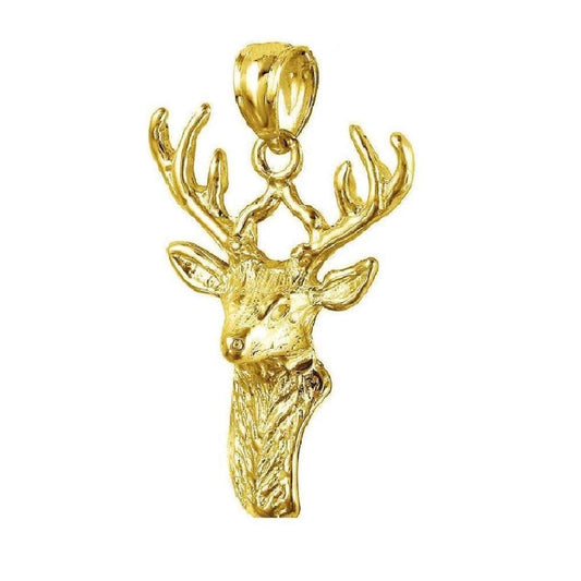 14K Yellow Gold Deer Head Pendant