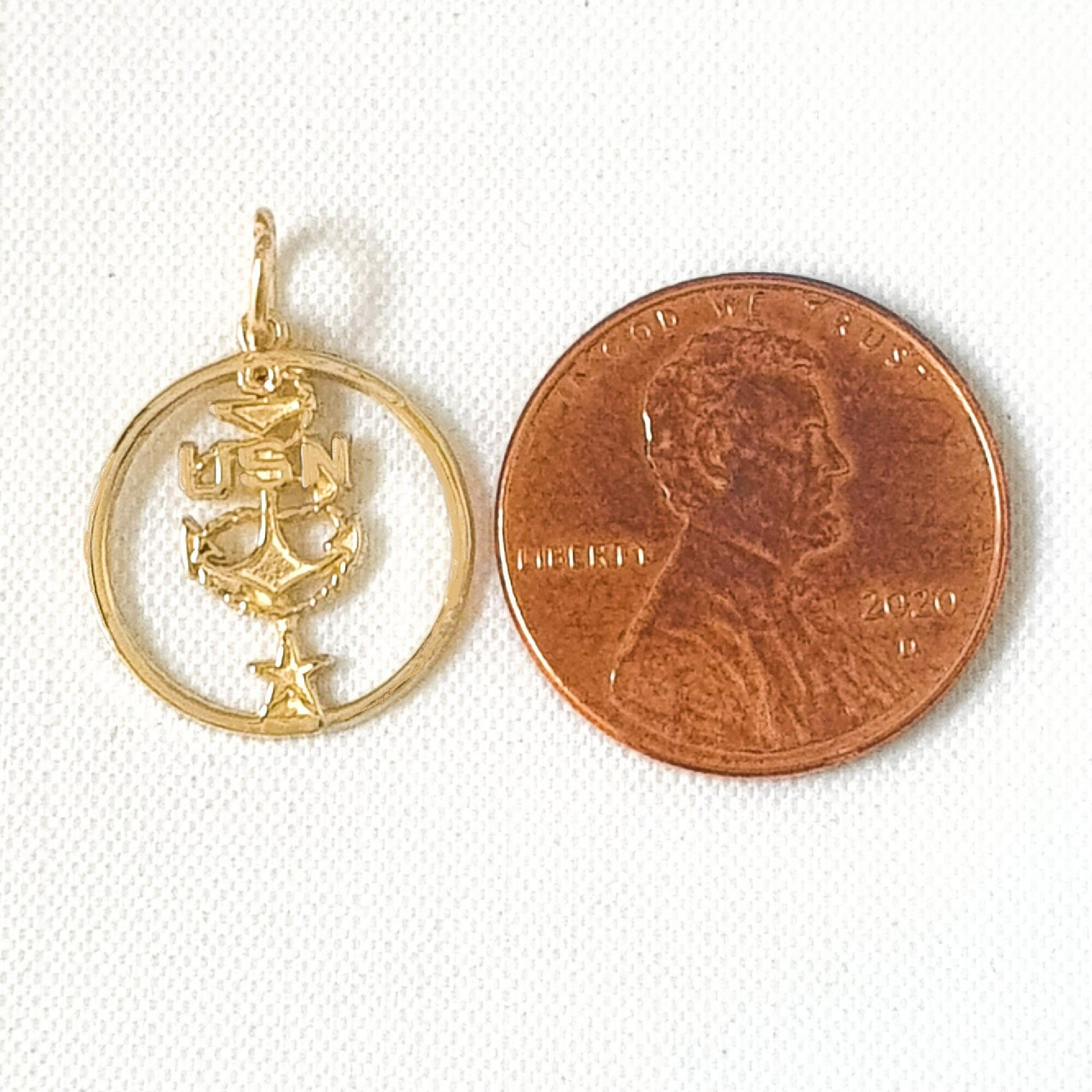 14K Yellow Gold U.S. Navy Anchor Pendant