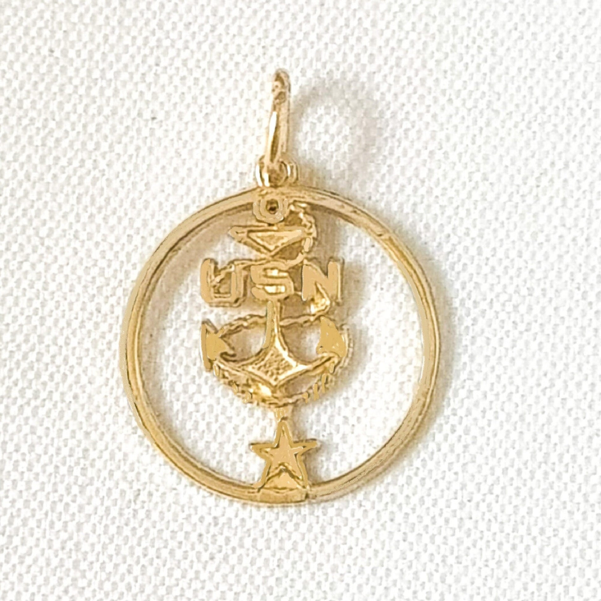 14K Yellow Gold U.S. Navy Anchor Pendant