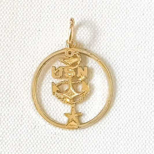 14K Yellow Gold U.S. Navy Anchor Pendant