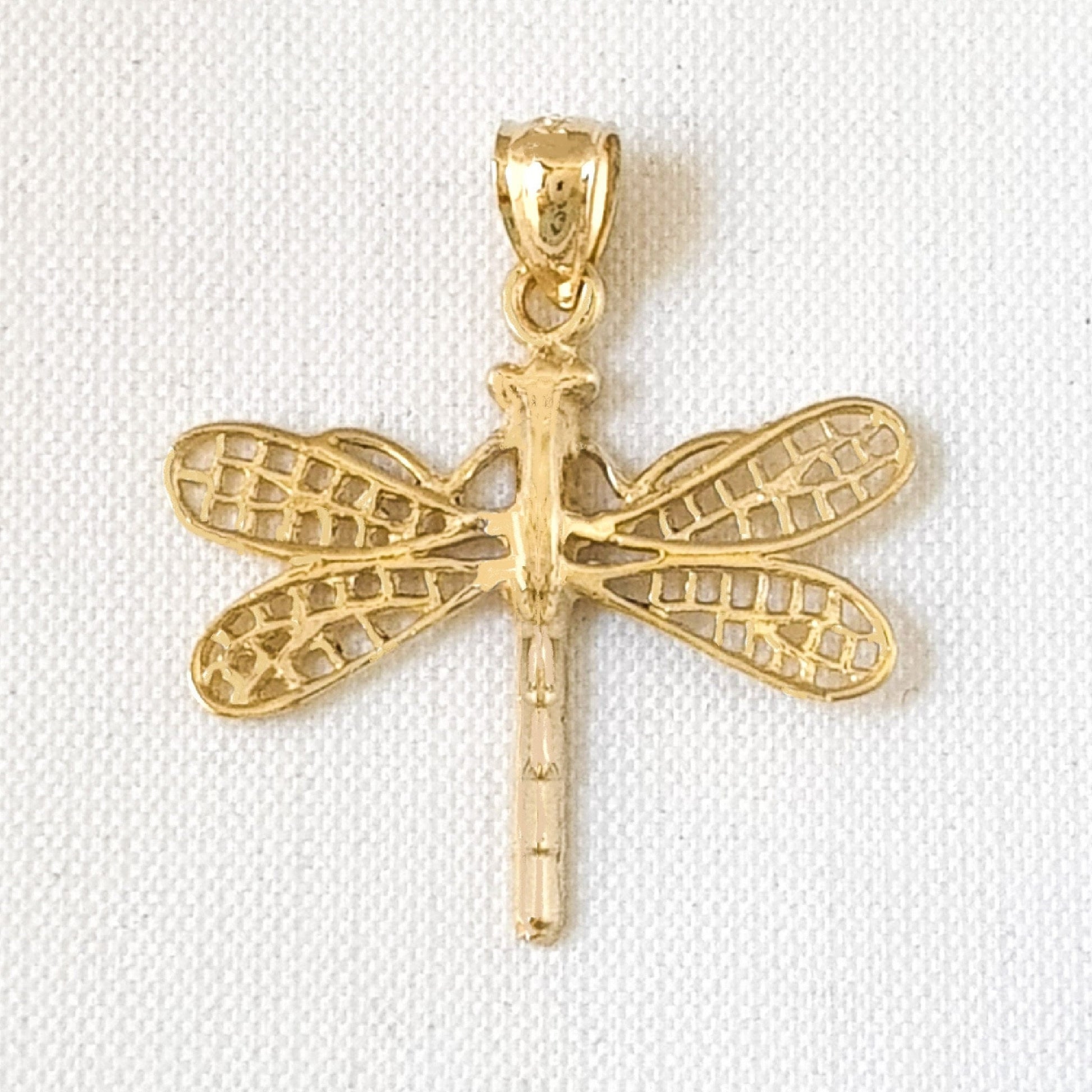 14K Yellow Gold Dragonfly Pendant