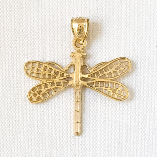 14K Yellow Gold Dragonfly Pendant
