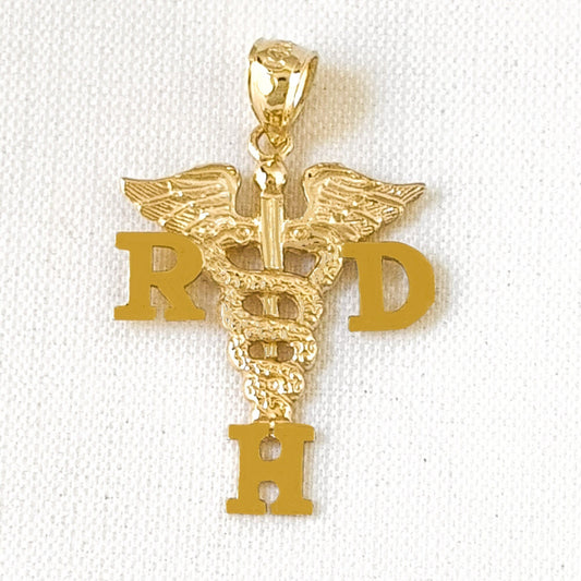 14K Yellow Gold RDH Registered Dental Hygienist Medical Pendant