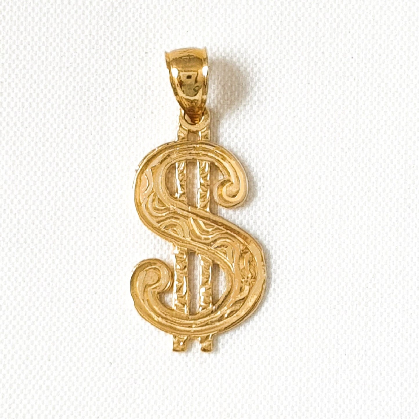 14K Yellow Gold Dollar Sign Pendant