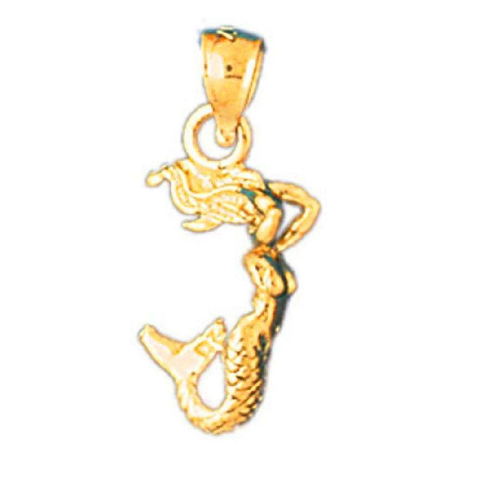 14K Yellow Gold Mermaid 3D (3 Dimensional) Pendant