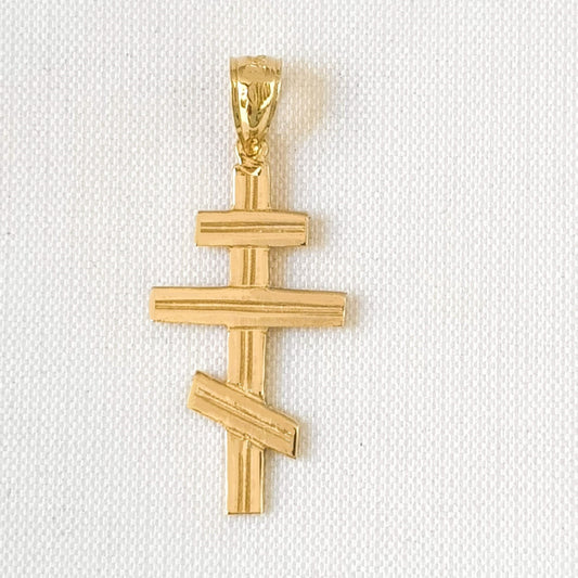 14K Yellow Gold Eastern Orthodox Cross Pendant