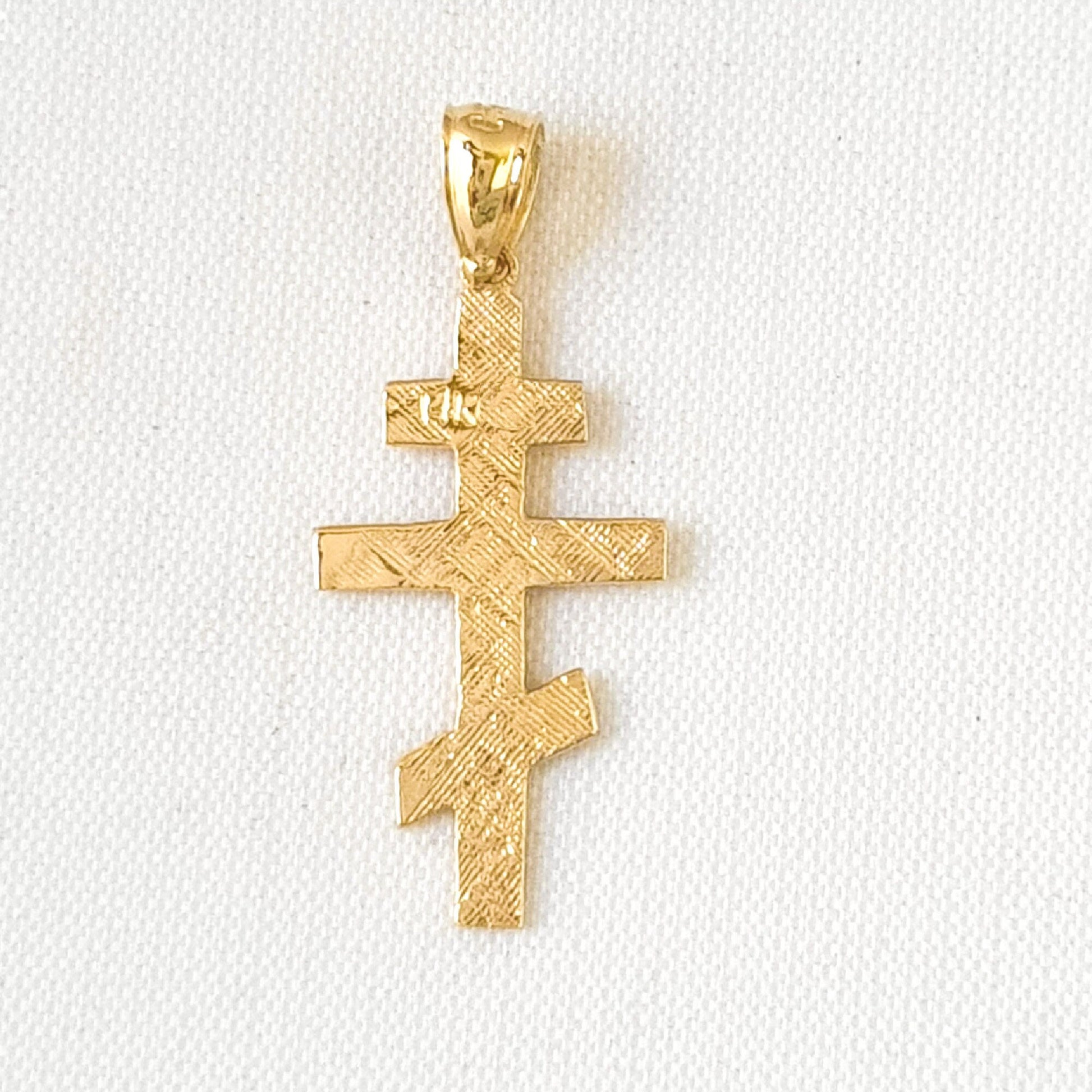 14K Yellow Gold Eastern Orthodox Cross Pendant