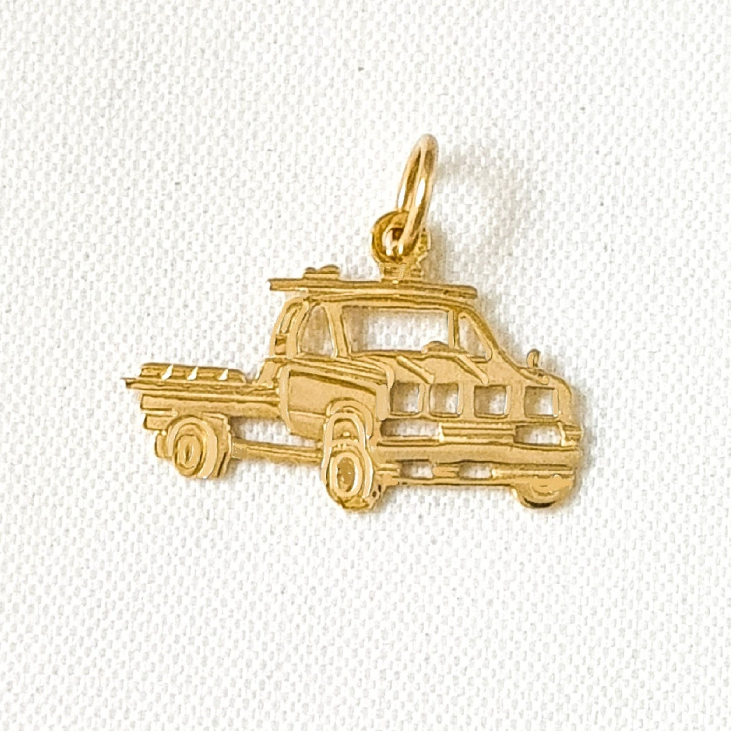 14K Yellow Gold Pickup Truck Charm Pendant