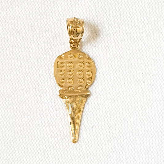 14K Yellow Gold Golf Ball on Tee Pendant